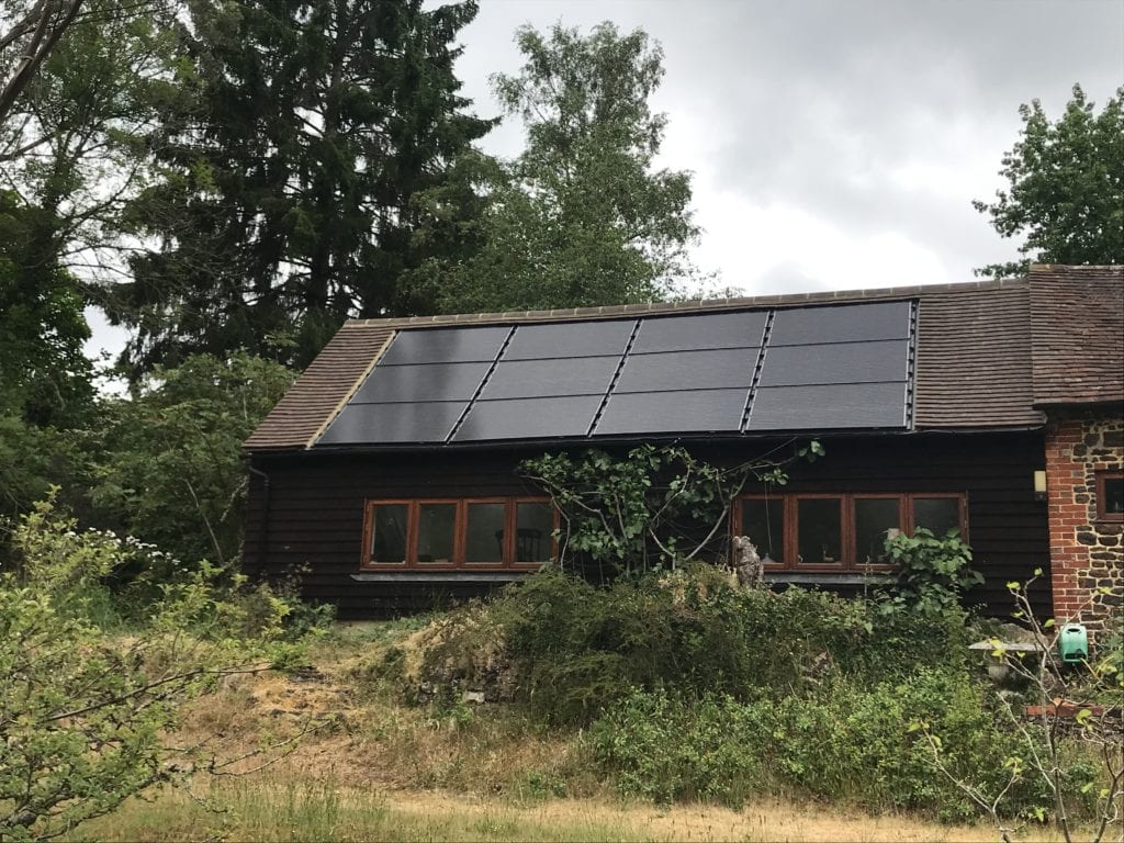 solar panels installed on roof in Surrey. 